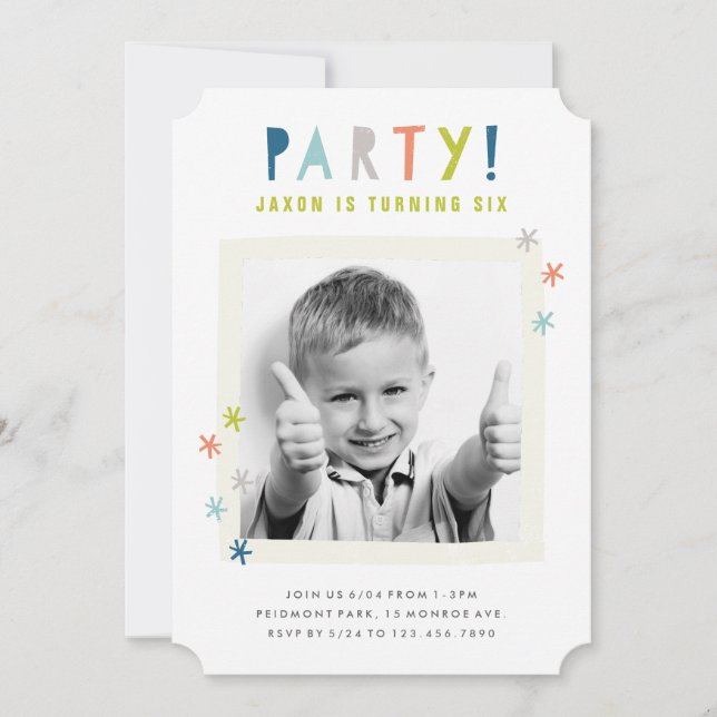 Invitación Estrellas Coloridas Lindas | Fiesta de Cumpleaños  (Anverso)