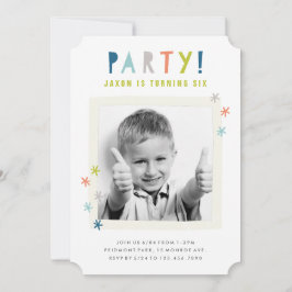 Invitación Estrellas Coloridas Lindas | Fiesta de Cumpleaños 