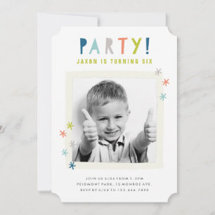 Invitación Estrellas Coloridas Lindas   Fiesta de Cumpleaños 