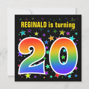 Invitación Estrellas Coloridas + Patrón de Arcoíris Cumpleaño