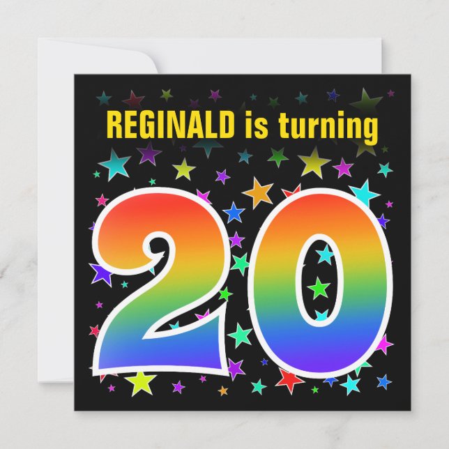 Invitación Estrellas Coloridas + Patrón de Arcoíris Cumpleaño (Anverso)