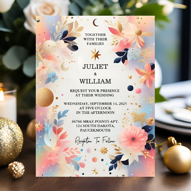 Invitación Estrellas de alegría Glam Bright Pastel Ombre Boda (Subido por el creador)