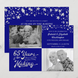 Invitación Estrellas de brillo zafiro del 65º aniversario