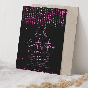 Invitación Estrellas de caída rosada caliente dulce fiesta de