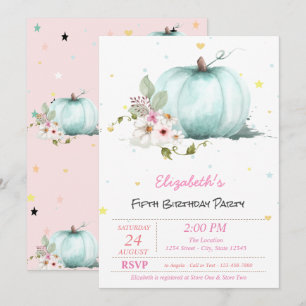 Invitación Estrellas de calabaza floral mágica Cumpleaños