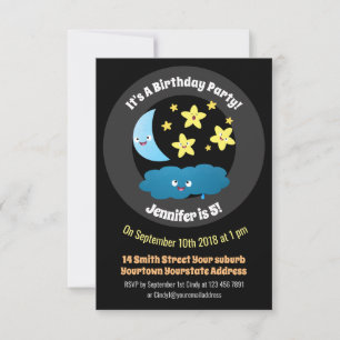 Invitación Estrellas de canto, personalizado de luna y nube