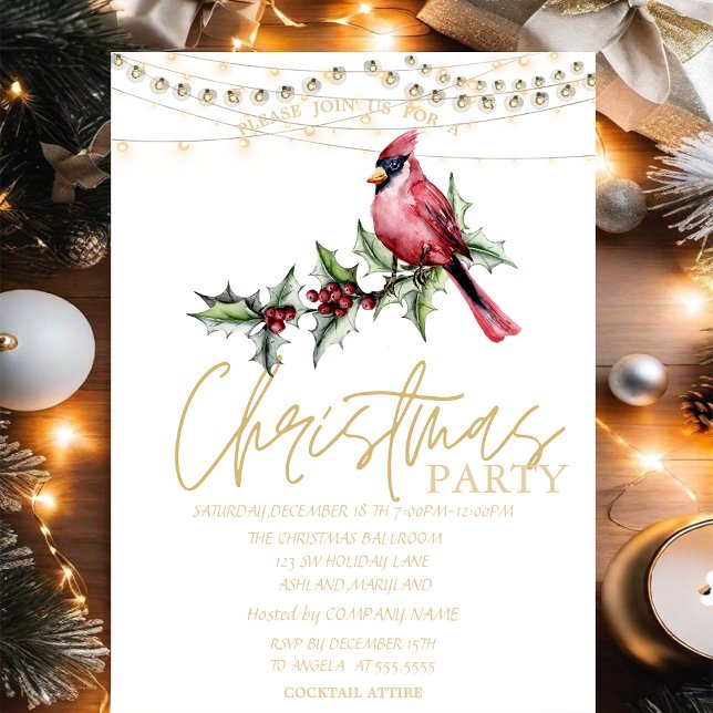 Invitación Estrellas de Cardenal Rojo Navidad Roja (Subido por el creador)