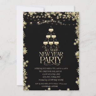 Invitación Estrellas de cóctel de copa de champán en vacacion