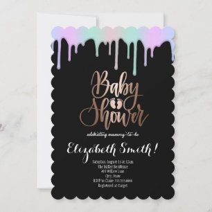 Invitación Estrellas de color negro y arcoiris Baby Shower In