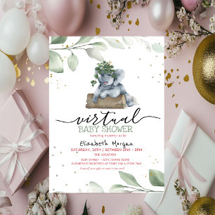 Invitación Estrellas de elefante bebé dejan una fiesta virtua