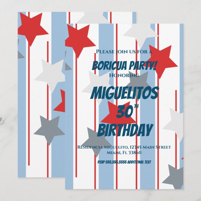 Invitación Estrellas de fiesta de cumpleaños latina hispana p (Anverso / Reverso)