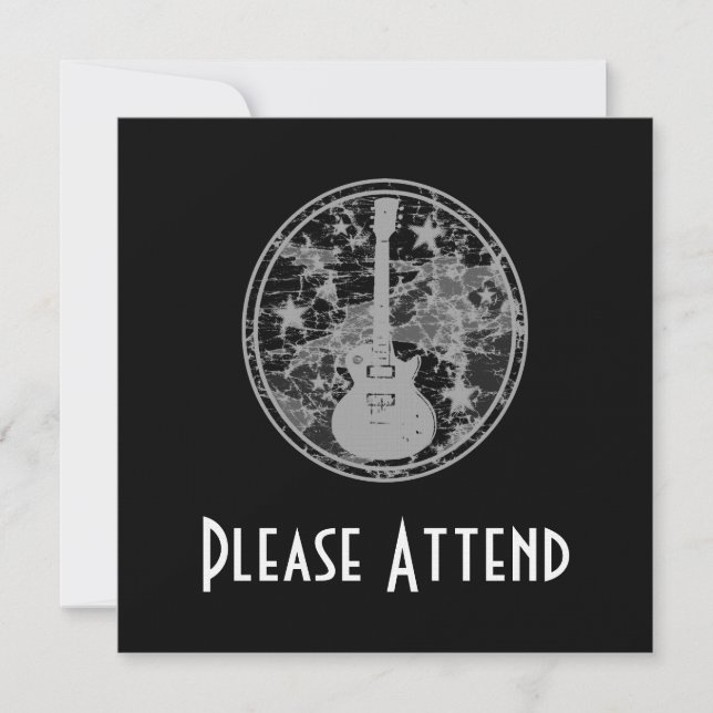 Invitación Estrellas de guitarra perturbadas Cameo Silhouette (Anverso)