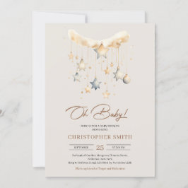 Invitación Estrellas de juguetes para bebés de cobre neutro y