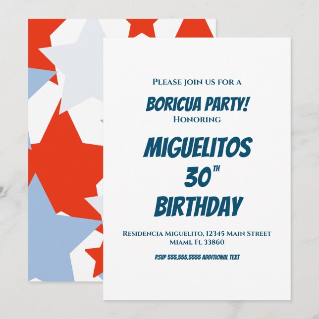 Invitación Estrellas de la fiesta de cumpleaños latina hispán (Anverso / Reverso)