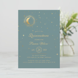 Invitación Estrellas de la luna de oro celeste pastel Quincea