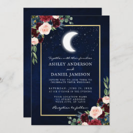 Invitación Estrellas de la luna de oro del Boda celestial