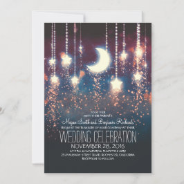 Invitación Estrellas de la luna y luces de cadena Boda de ver