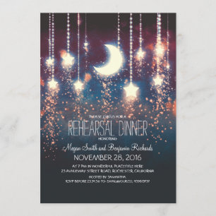 Invitación Estrellas de la luna y luces de cuerdas ensayo Cen