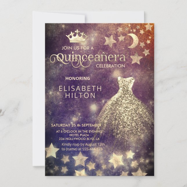Invitación Estrellas de luna celestial de la princesa de Guay (Anverso)