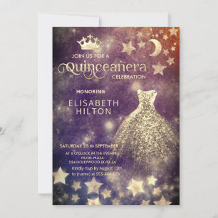 Invitación Estrellas de luna celestial de la princesa de Guay