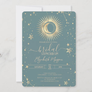 Invitación Estrellas de luna de oro celestial de oro de luna 