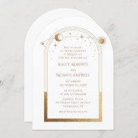 Estrellas de luna de sol de oro blanco celestial