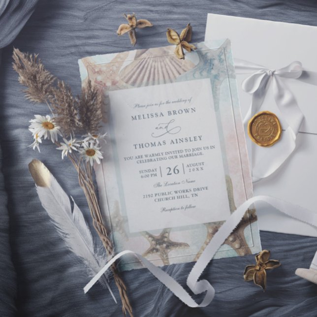 Invitación Estrellas de Mar Conchas de Mar Playa Tropical Bod (Subido por el creador)