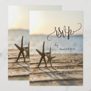 Invitación Estrellas de mar en la playa guión RSVP