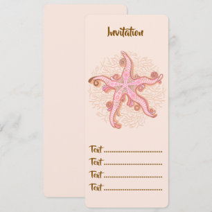 Invitación Estrellas de mar y coral patrón pastel rosa