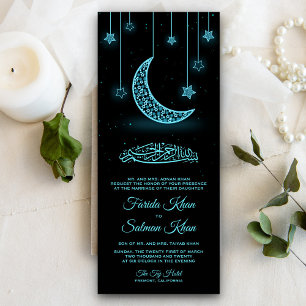 Invitación Estrellas de medianoche y Boda musulmán de la luna