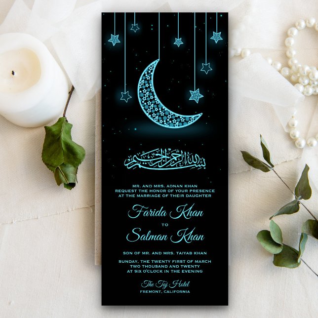 Invitación Estrellas de medianoche y Boda musulmán de la luna (Subido por el creador)