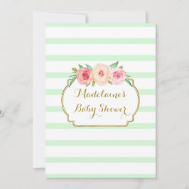 Invitación Estrellas de menta Color de agua rosa Floral Baby 