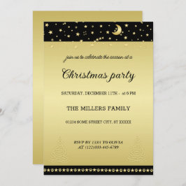 Invitación Estrellas de Navidades brillantes de oro, trapos d