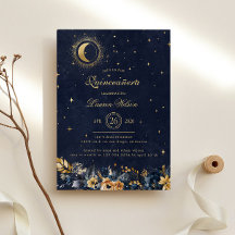 Estrellas de oro azul celestial Quinceanera