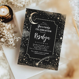 Invitación Estrellas de oro celestes y quinceanera nocturna l