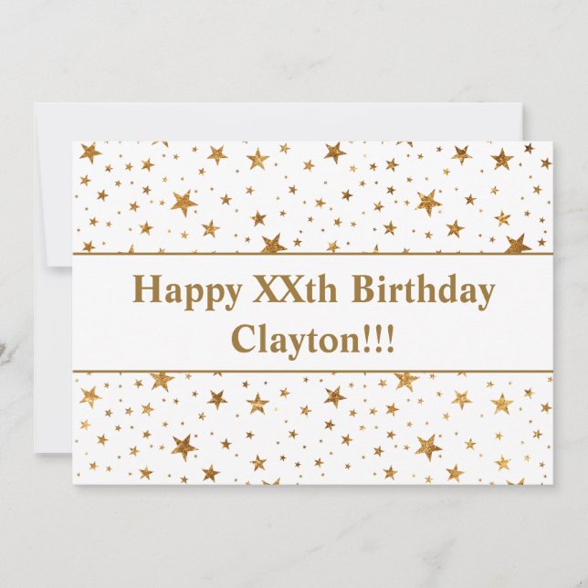 Invitación Estrellas de oro con cumpleaños de mensaje (Anverso)