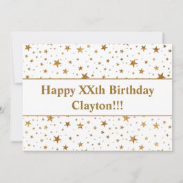 Invitación Estrellas de oro con cumpleaños de mensaje