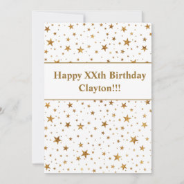 Invitación Estrellas de oro con cumpleaños de mensaje