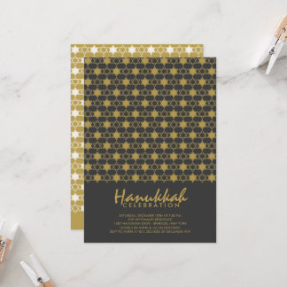 Invitación Estrellas De Oro De Hanukkah Del Fiesta De Festivi