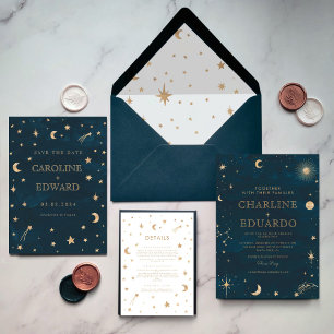 Invitación Estrellas de oro de la marina lunar Celestial todo
