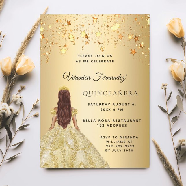Invitación Estrellas de oro de Quinceanera (Subido por el creador)