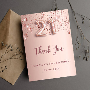 Invitación Estrellas de oro de rosa de cumpleaños 21.ª carta 