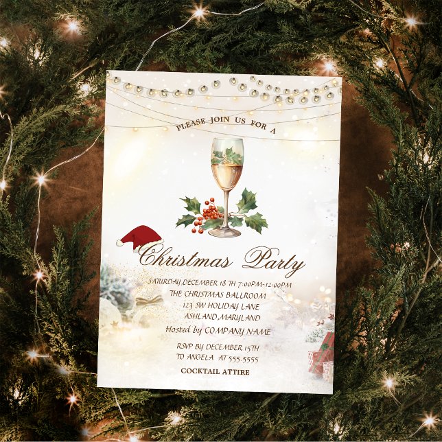 Invitación Estrellas de oro, luces, Navidades de Holly Berry  (Subido por el creador)