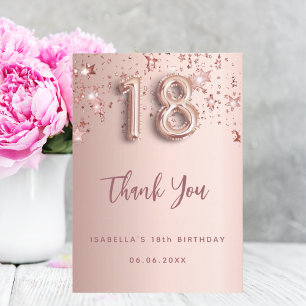 Invitación Estrellas de oro rosa de 18 años, carta de agradec
