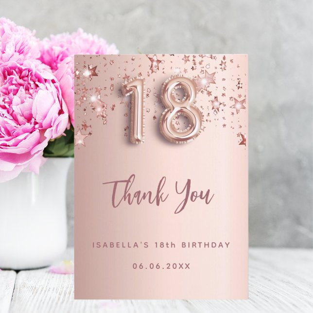 Invitación Estrellas de oro rosa de 18 años, carta de agradec (Subido por el creador)