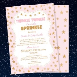 Invitación Estrellas de oro rosado Twinkle Bebé Sprinkle 3745