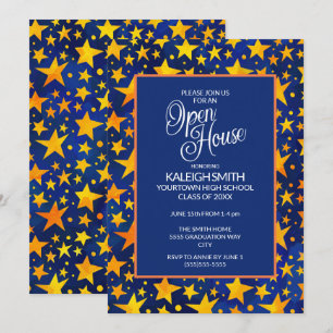 Invitación Estrellas de Oro sobre Fiesta de Graduación de Cas