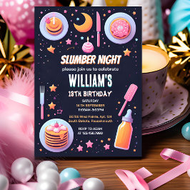 Invitación estrellas de pajama Sleepover Fiesta de madera 13