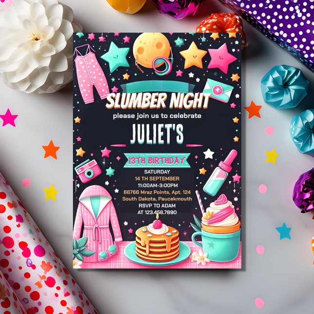 Invitación estrellas de spot Sleepover Fiesta Slumber 13 cump (Subido por el creador)