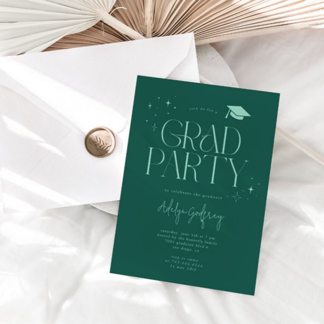Invitación Estrellas de tipografía moderna Fiesta de graduaci (Subido por el creador)